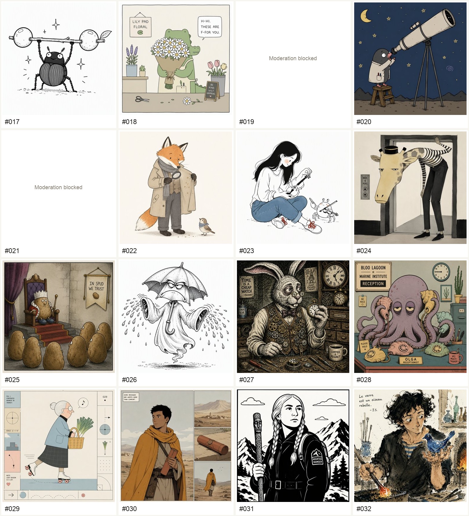 Character styles 017 to 032