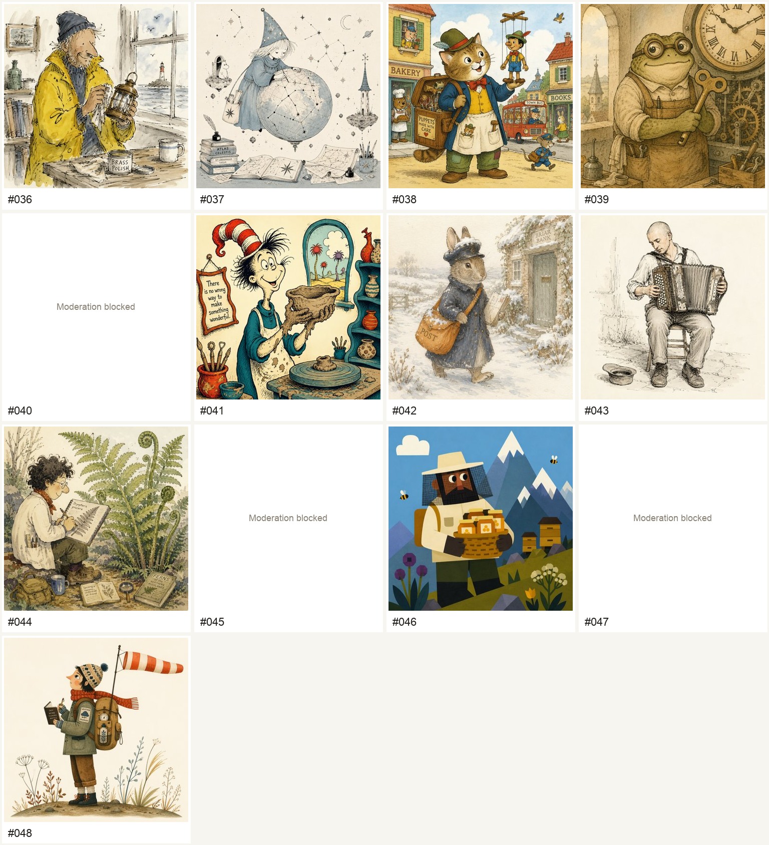 Character styles 036 to 048