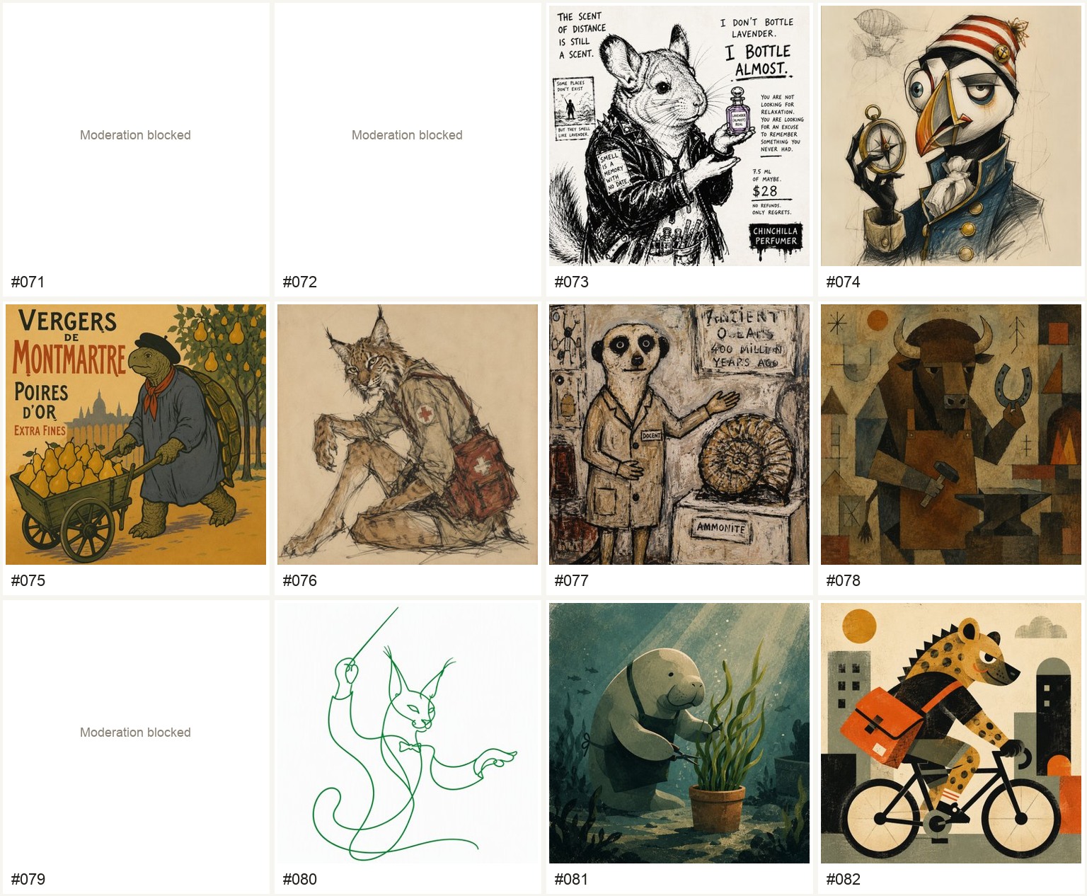 Character styles 071 to 082